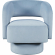 Sutton Split Back Curved Sculpture Swivel Accent Chair in Blue Fabric